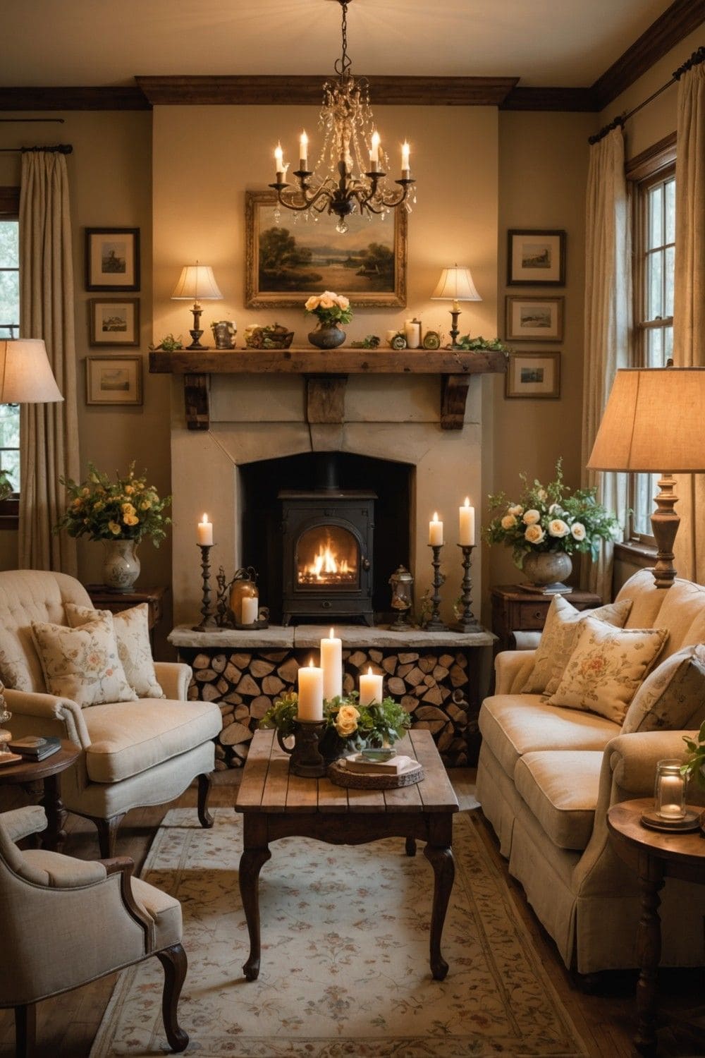 Golden Glow Cottage Fireplace Nook
