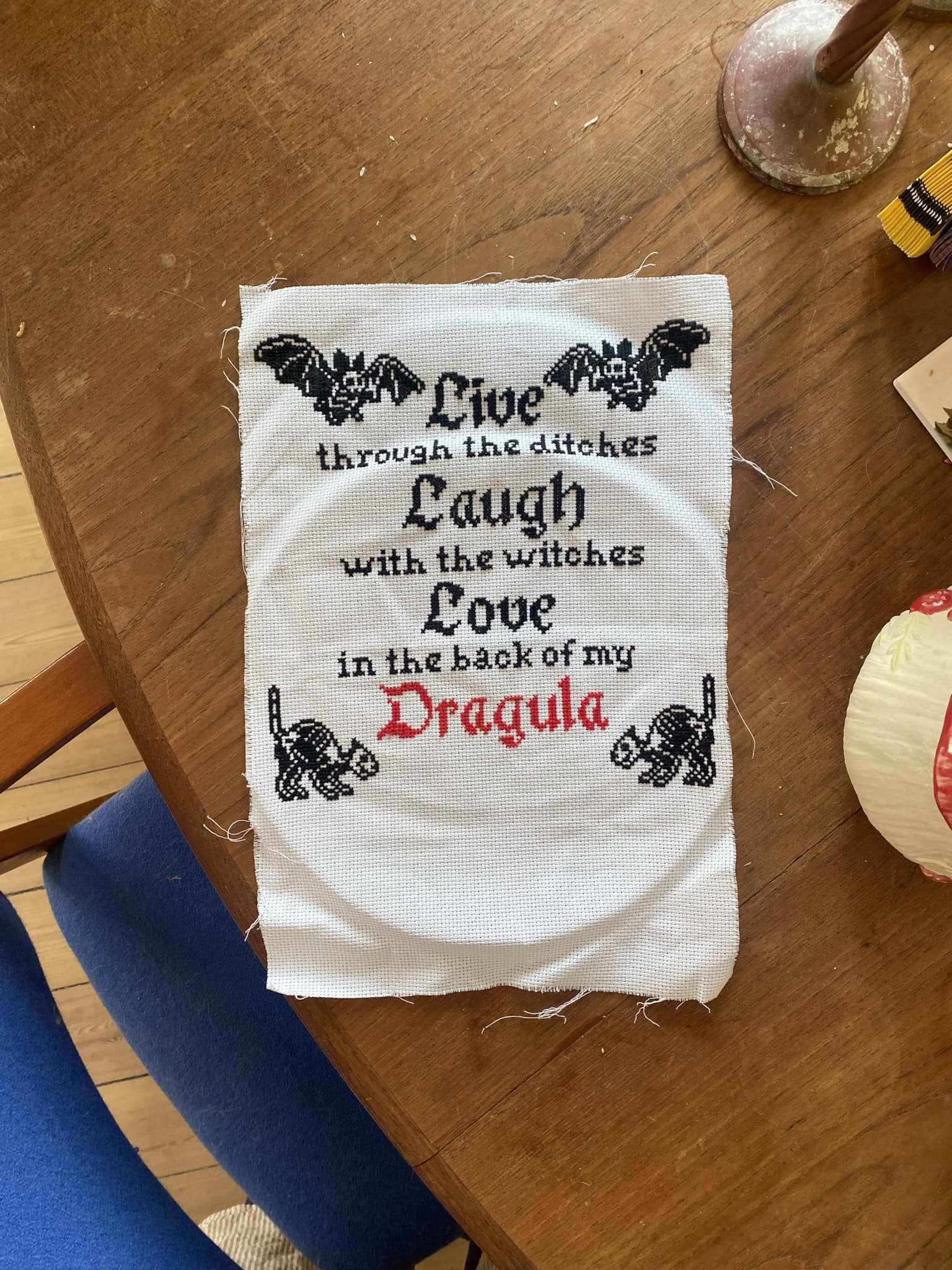 Gothic Dragula Cross Stitch Art