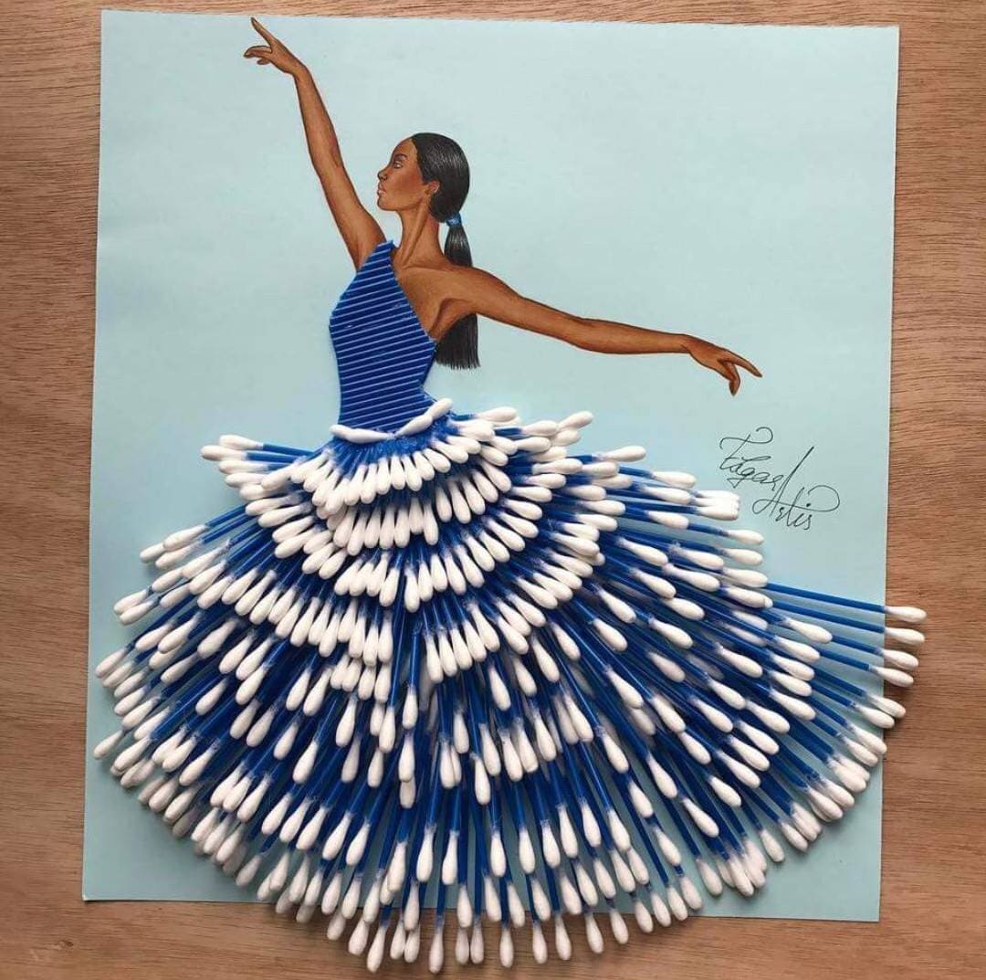Graceful Ballerina Q-Tip Art