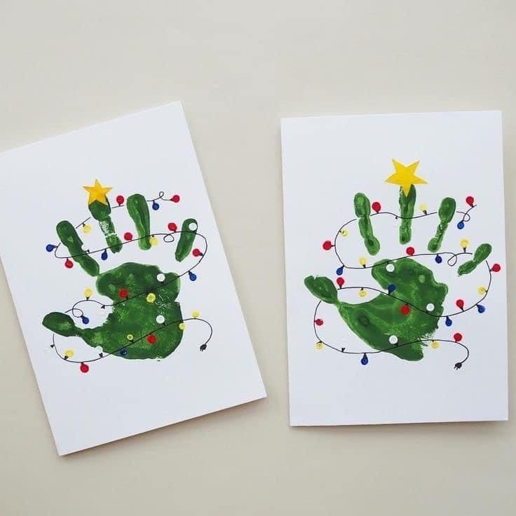 Handprint Christmas Light Cards