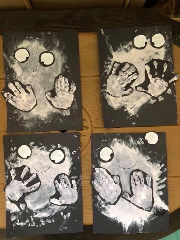 Handprint Halloween Ghost Art