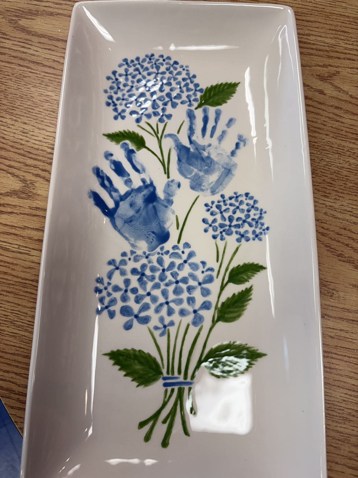 Handprint Hydrangea Keepsake Plate