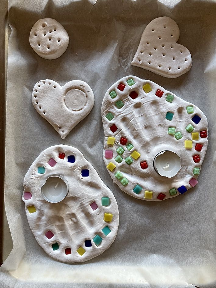 Handprint Mosaic Candle Holders