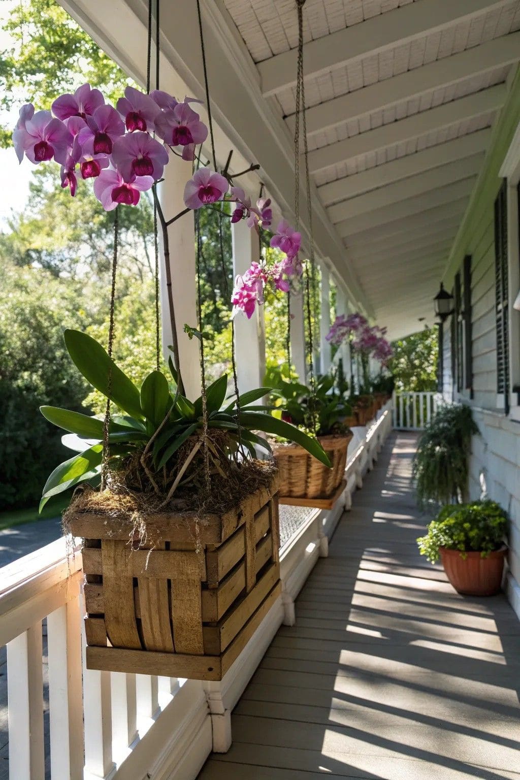 Hanging Wooden Crate Orchid Planters