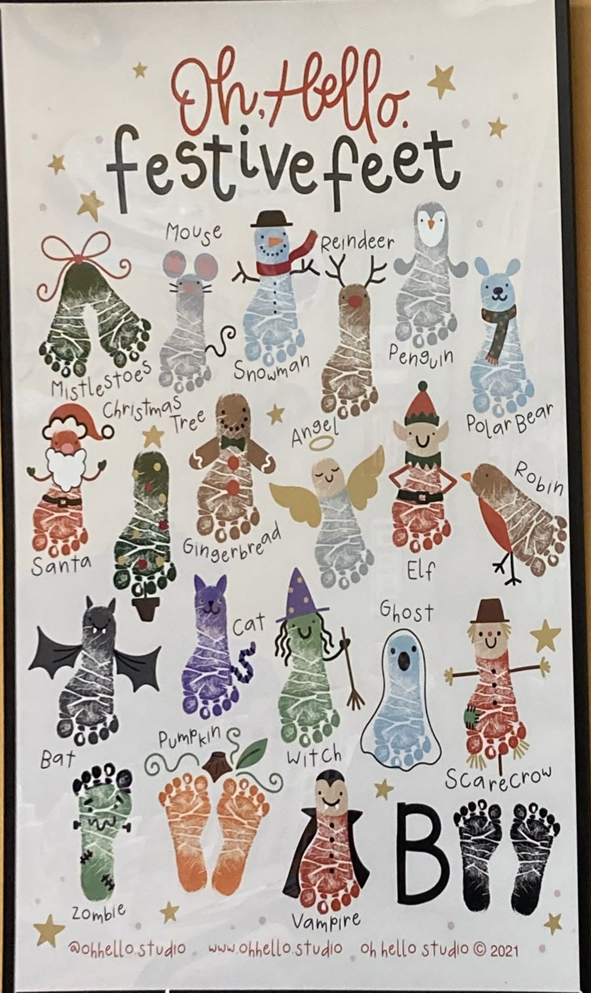 20 Fun Christmas Footprint Crafts to Make with Little Feet Hello Festive Feet Chart