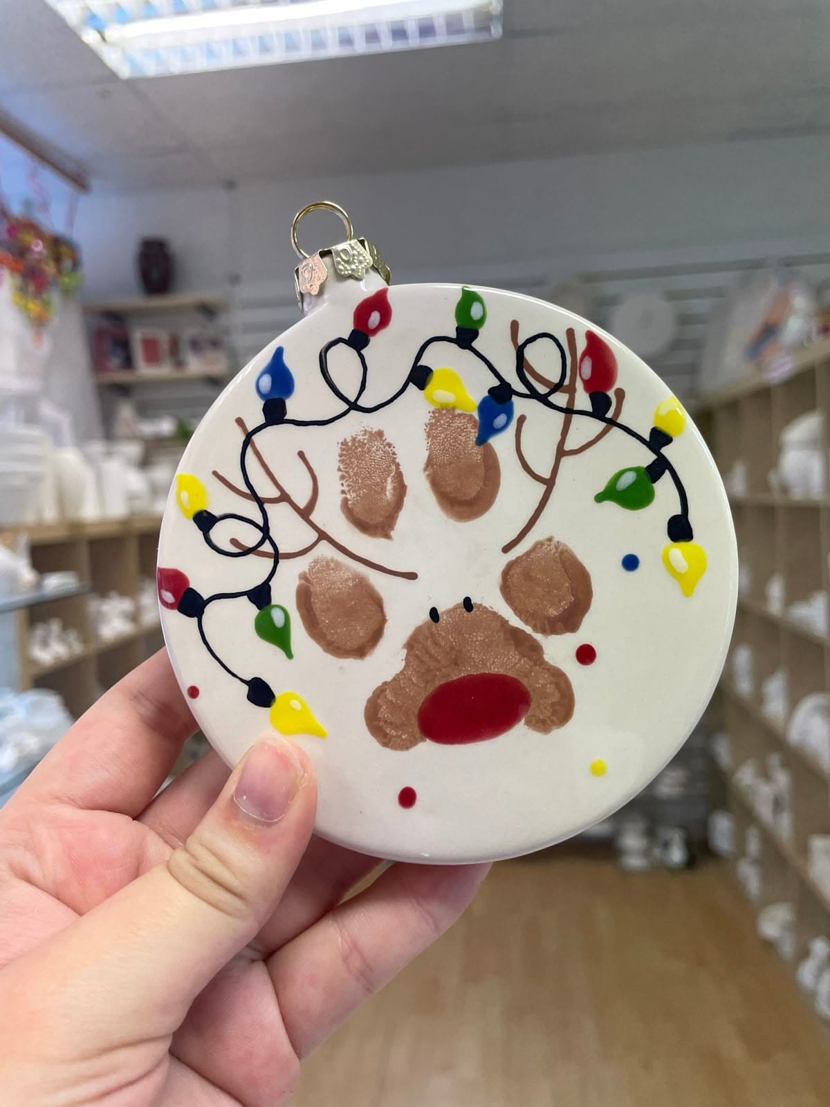 Holiday Paw Print Reindeer Ornament