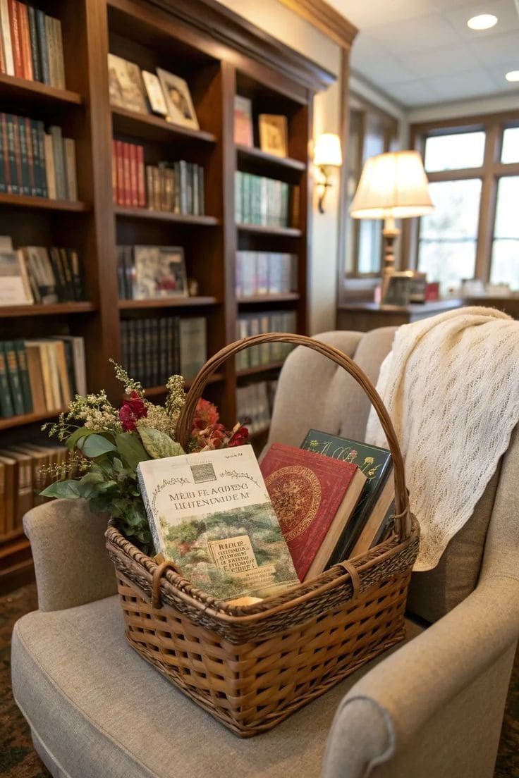 Holiday Reading Basket Display