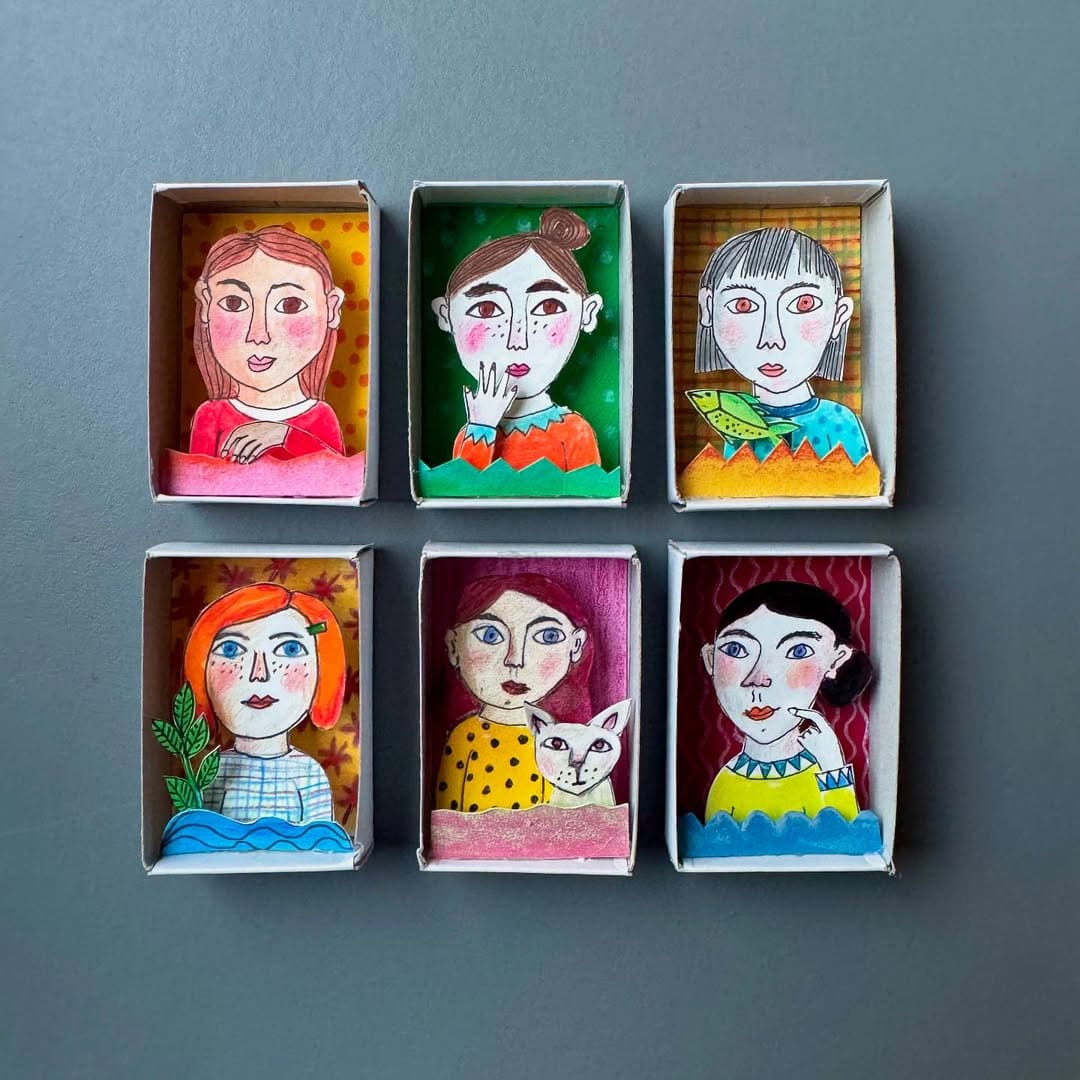 Illustrated Matchbox Portraits