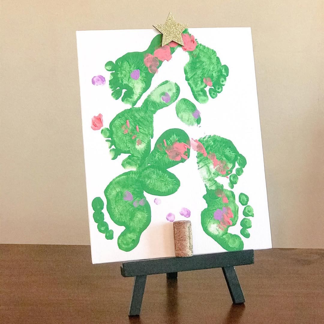 20 Fun Christmas Footprint Crafts to Make with Little Feet Little Toes Christmas Tree Art