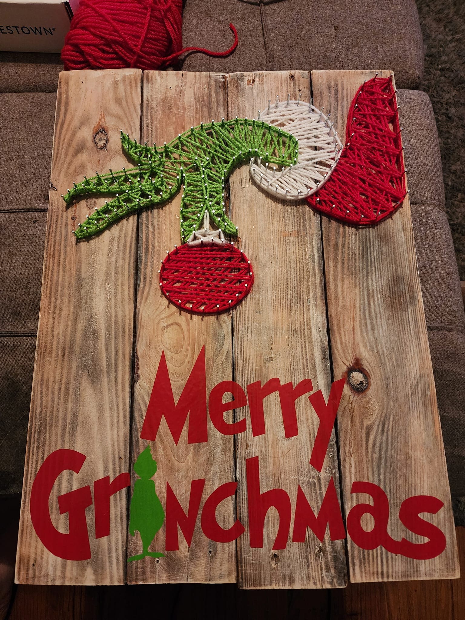 Merry Grinchmas String Art Sign