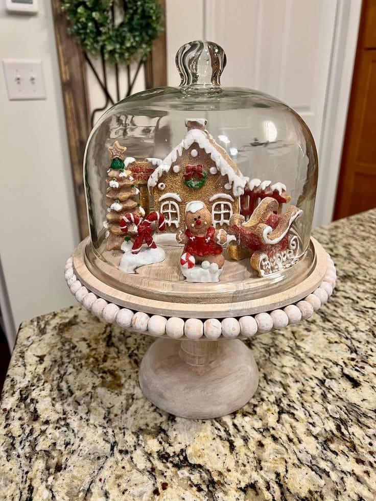 Mini Gingerbread Cloche Display