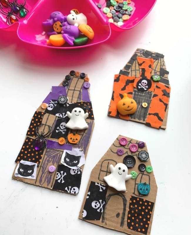 Mini Haunted Houses from Cardboard Scraps