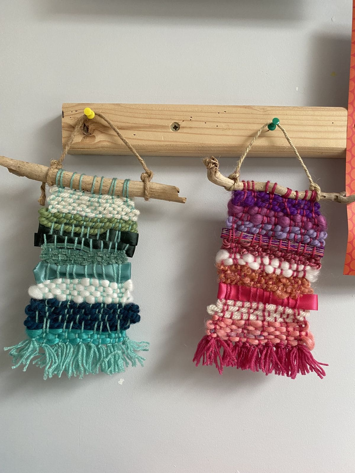 Mini Wall Weavings on Driftwood