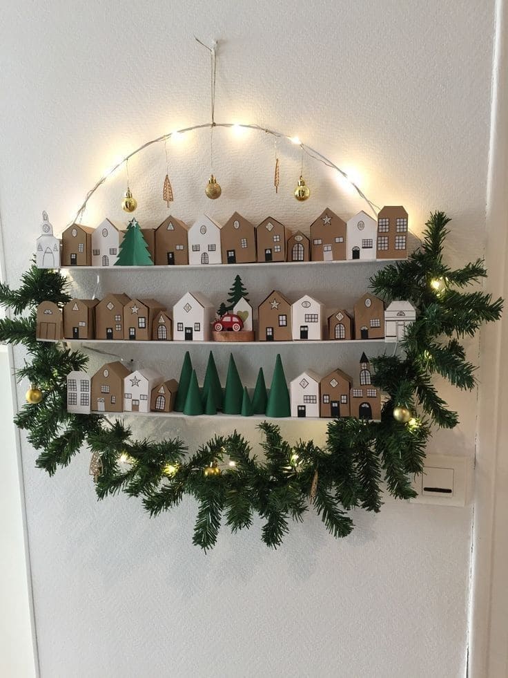 Minimalist Wall-Mounted Christmas Village