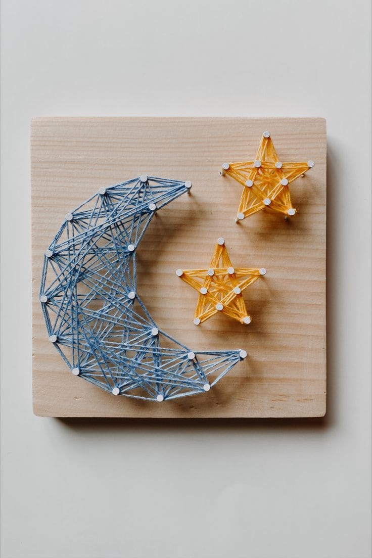 Moon and Stars String Art Design
