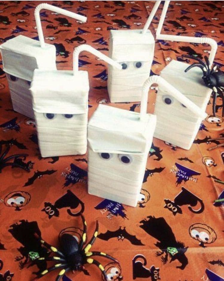 Turn Ordinary Juice Boxes into Creepy-Cute Mummies