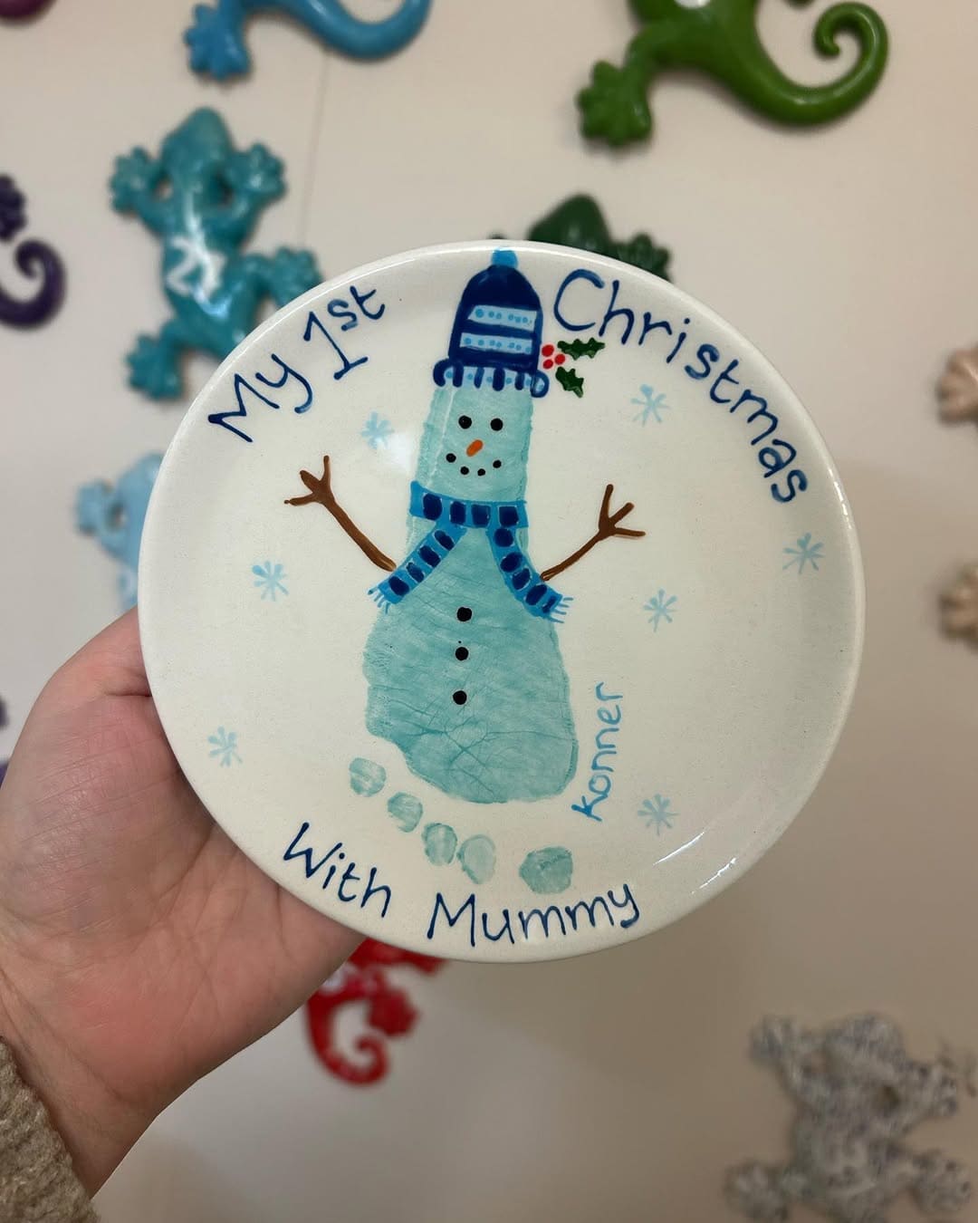 20 Fun Christmas Footprint Crafts to Make with Little Feet My First Christmas Snowman Plate