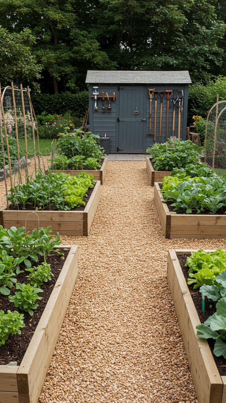 18 Homestead Garden Layout Ideas for Self-Sufficient Living Organized Raised Bed Garden with Tool Shed