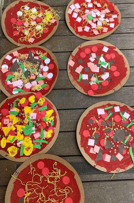 Paper Mosaic Pizza Party Craft