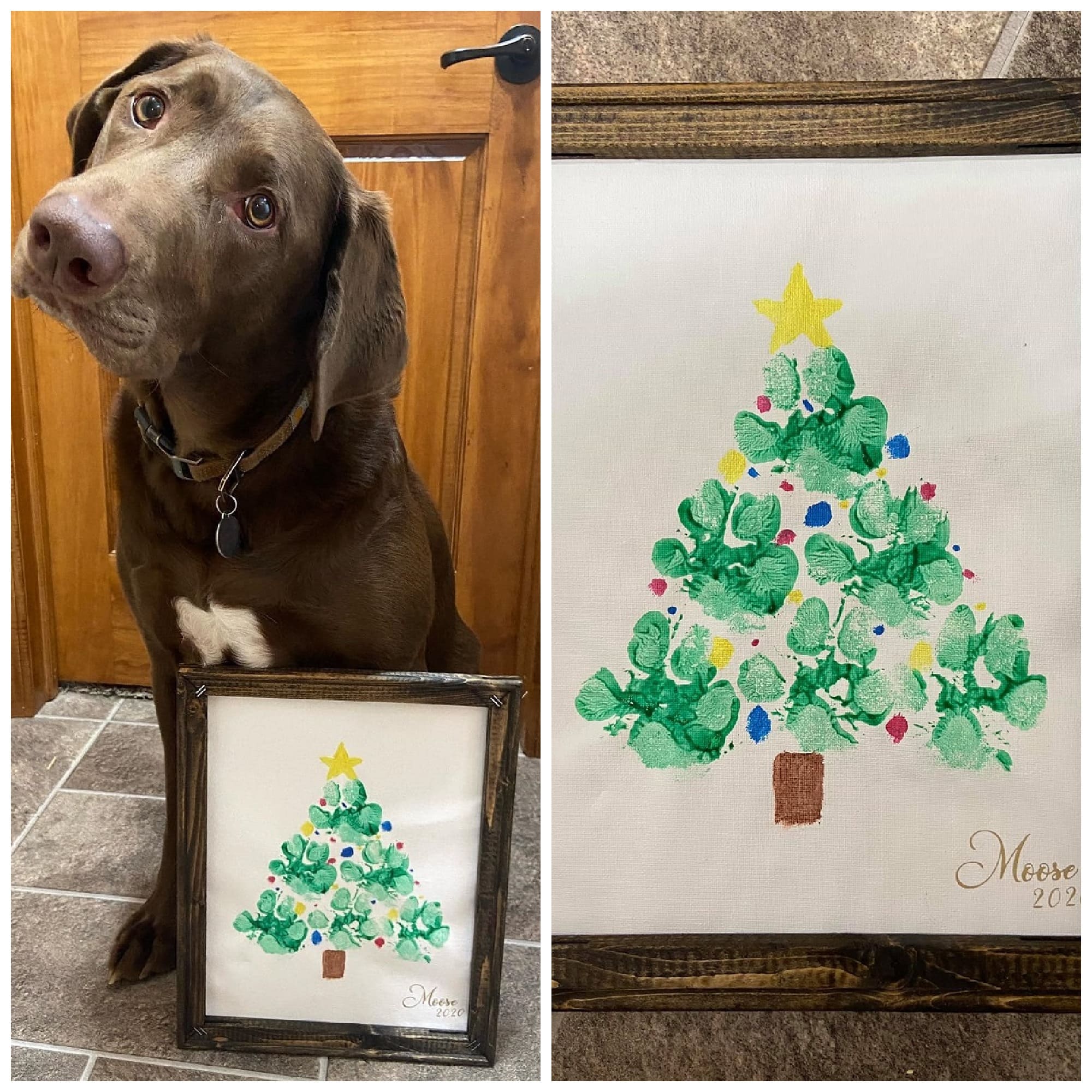 Paw Print Christmas Tree Art