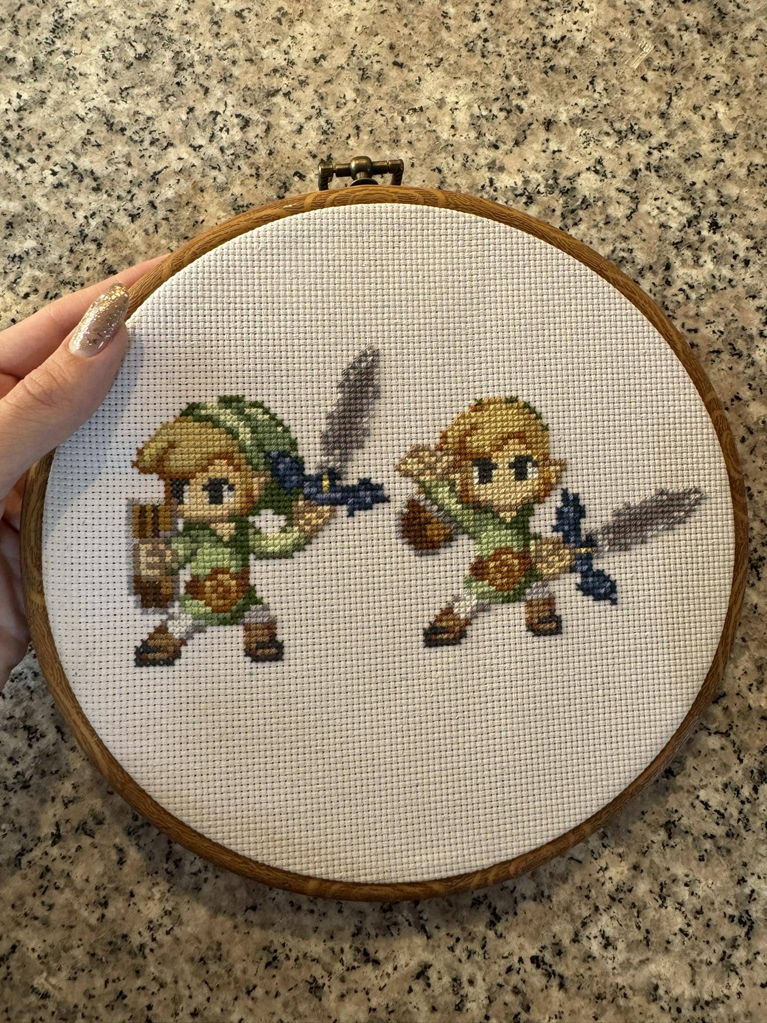 Pixel Hero Cross Stitch Hoop Art