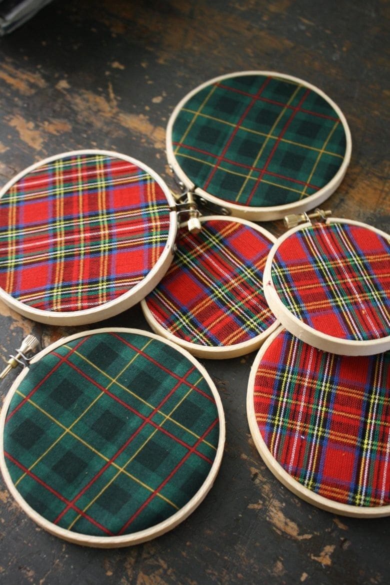 Plaid Fabric Hoop Wall Art