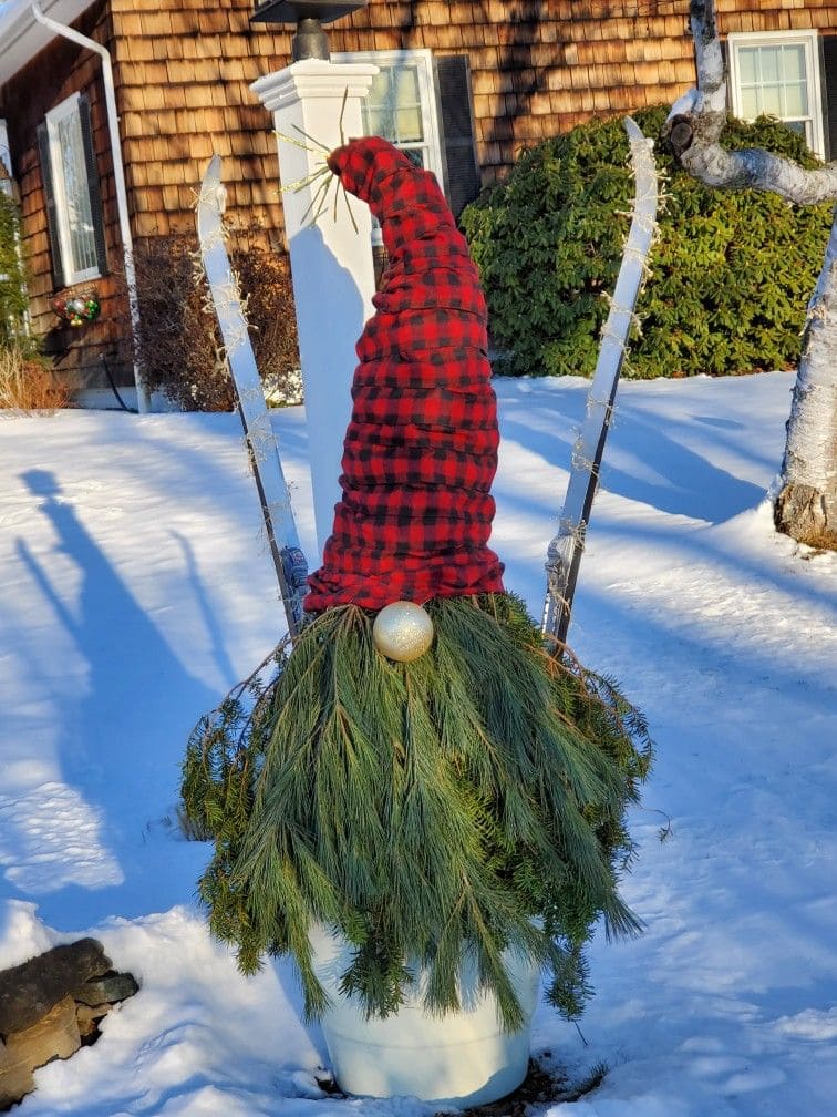 Plaid Hat Evergreen Gnome Decor