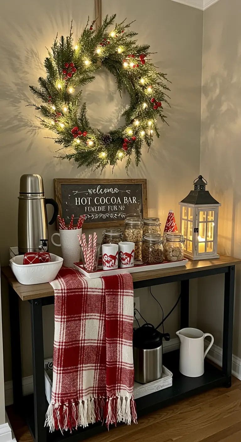 Plaid Hot Cocoa Bar Corner