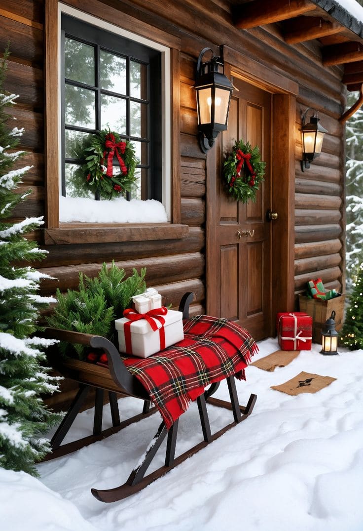 Plaid Sleigh Porch Welcome