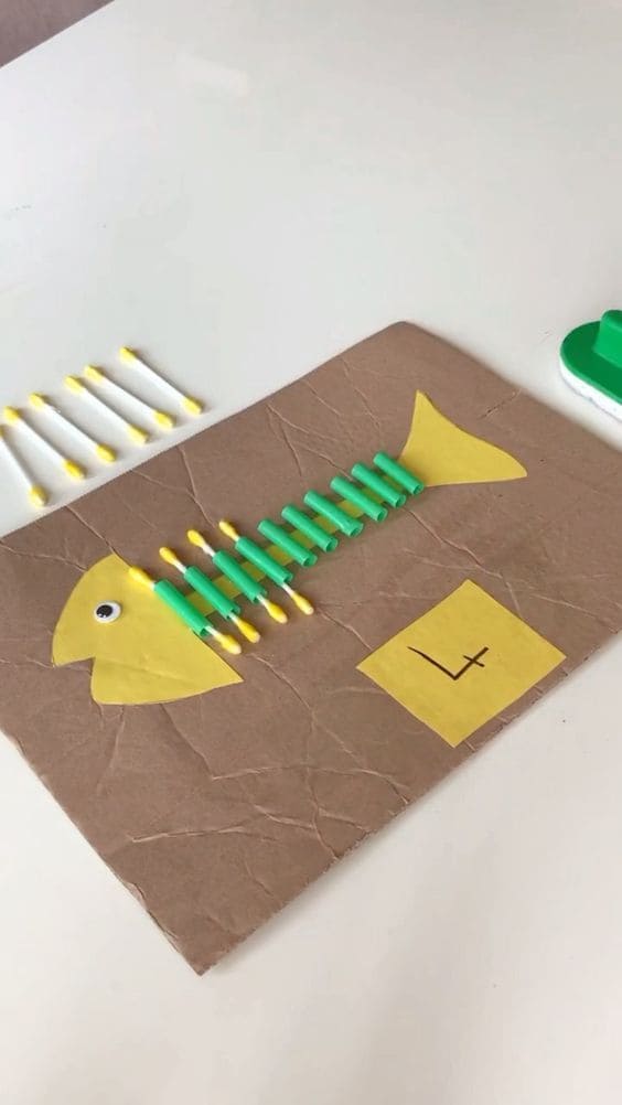 Q-Tip Fish Skeleton Craft