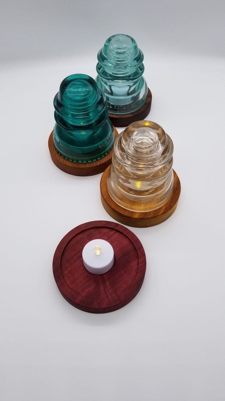 Repurposed Glass Insulator Tealight Holders
