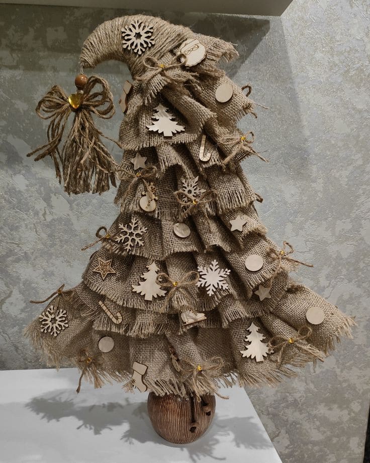 Rustic Burlap Christmas Tree