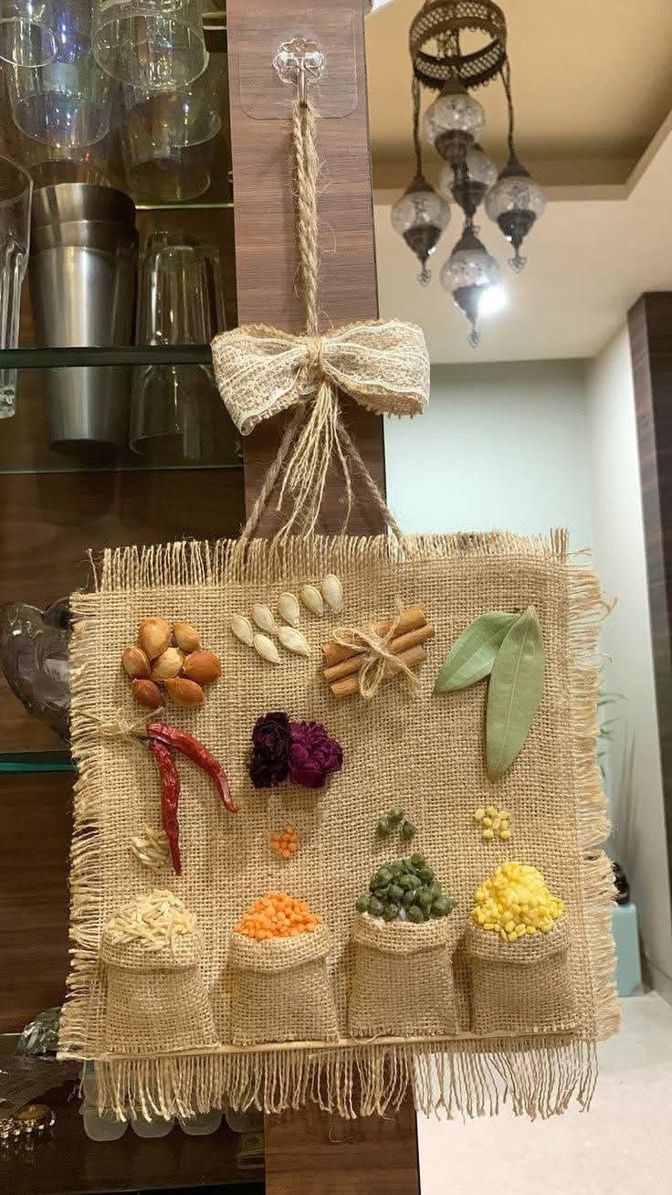 Rustic Burlap Kitchen Spice Art