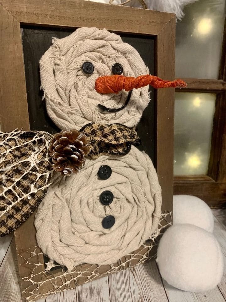Rustic Burlap Snowman Frame