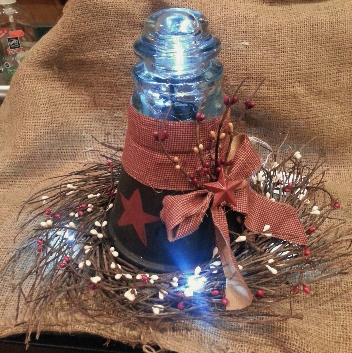 Rustic Glass Insulator Centerpiece