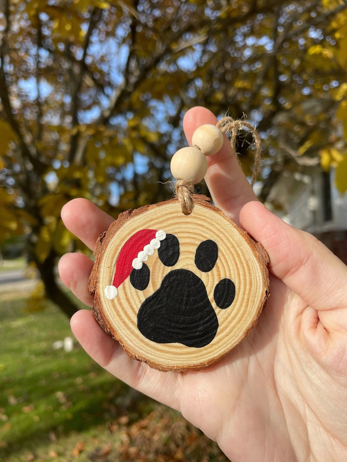 Rustic Paw Print Christmas Ornament