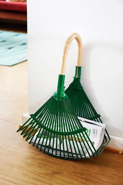 Rustic Rake Magazine Holder