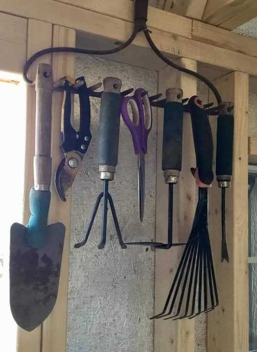 Rustic Rake Tool Organizer