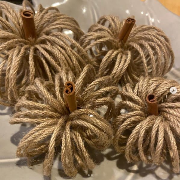 Rustic Twine and Cinnamon Stick Pumpkins