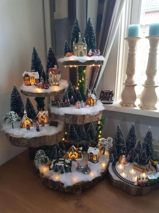 Rustic Woodland Christmas Village Display