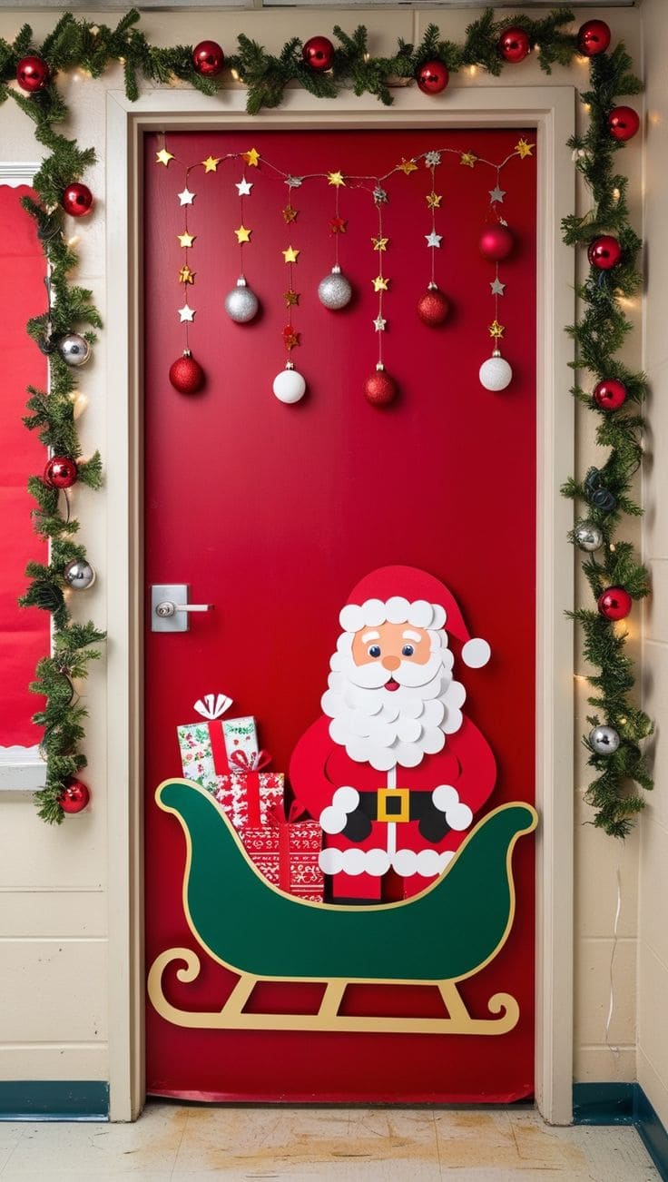 Santa Sleigh Door Display