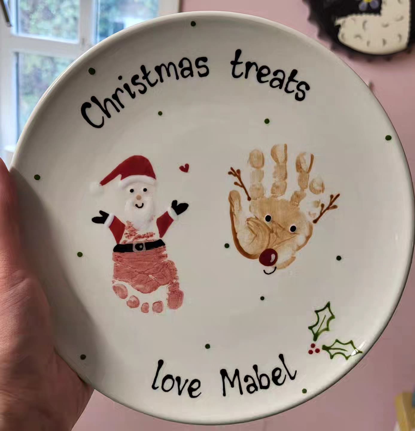 20 Fun Christmas Footprint Crafts to Make with Little Feet Santa and Reindeer Treat Plate
