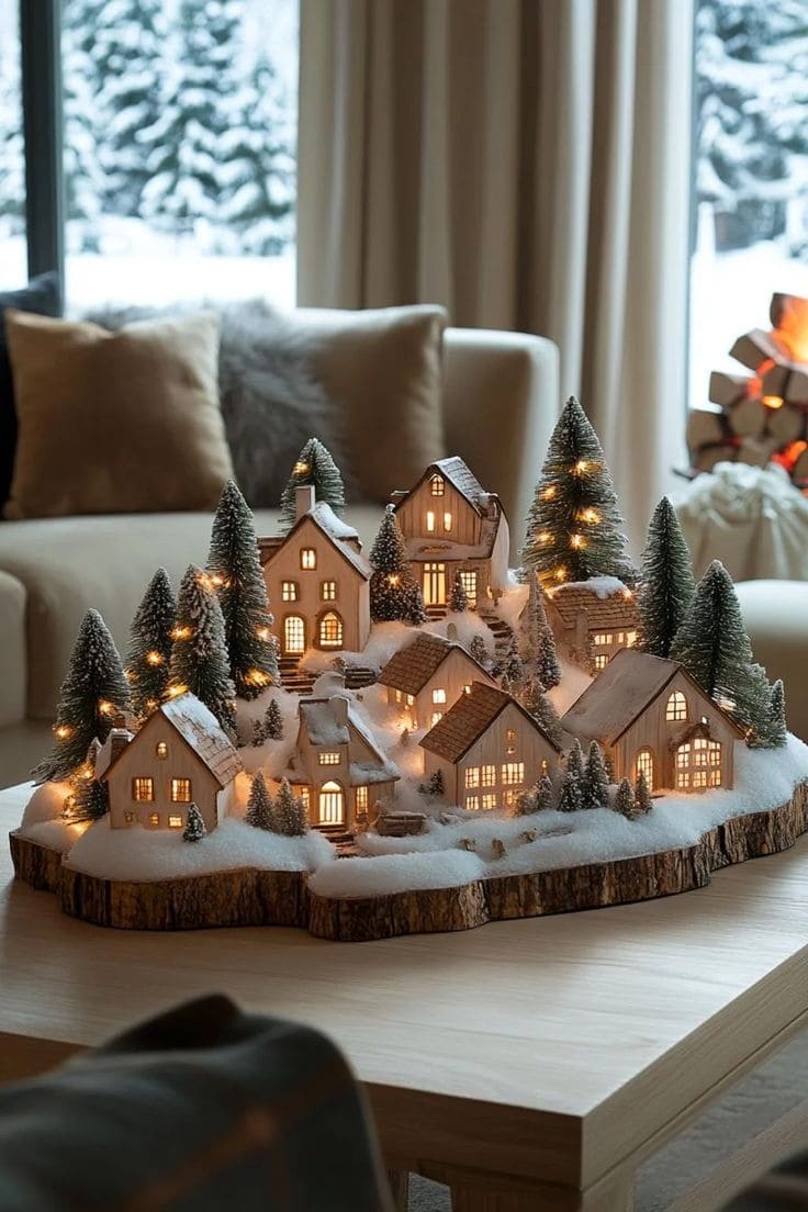Snowy Woodland Christmas Village Display