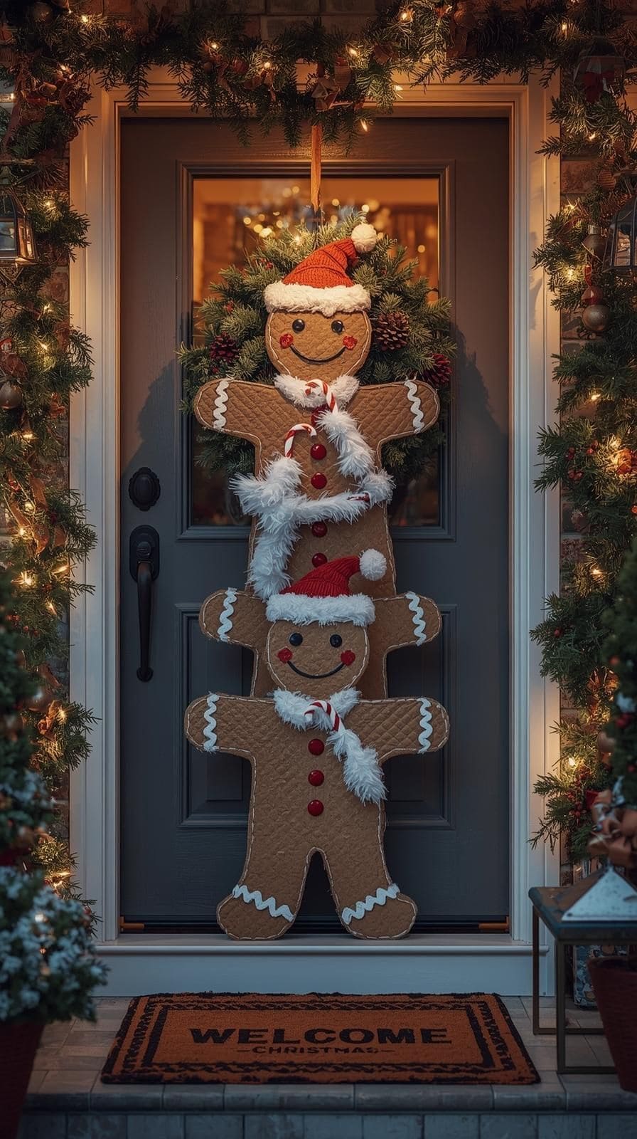 Stacked Gingerbread Friends Door Decor