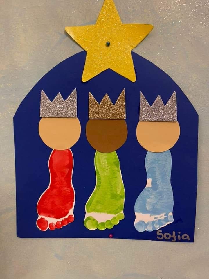 20 Fun Christmas Footprint Crafts to Make with Little Feet Three Kings Footprint Craft