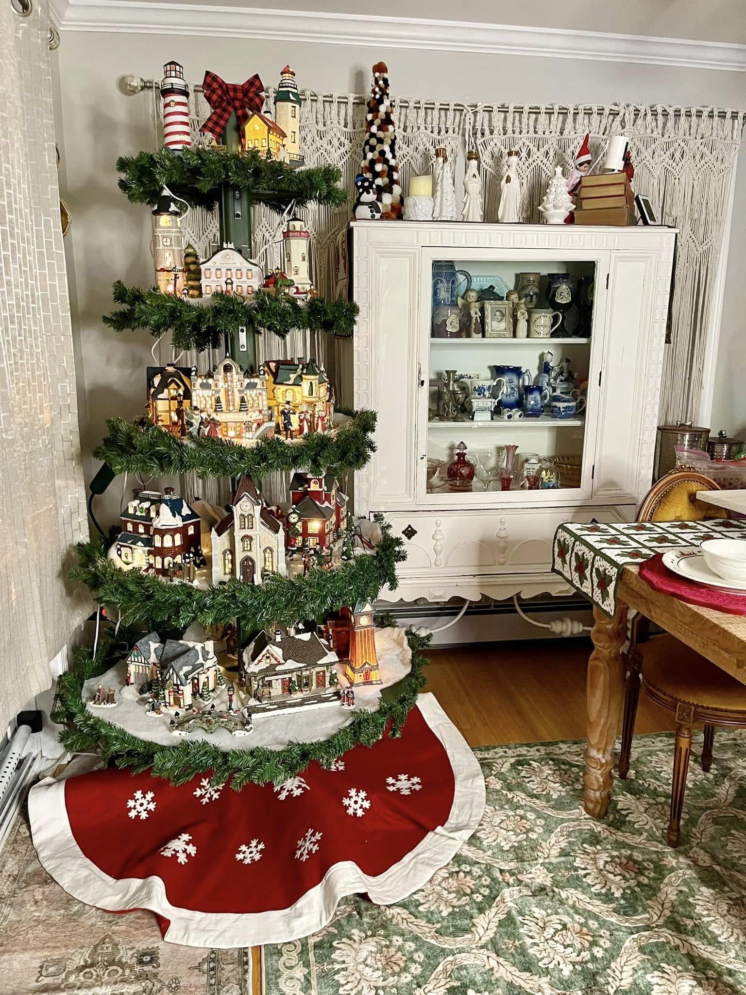 Tiered Christmas Village Tree Display