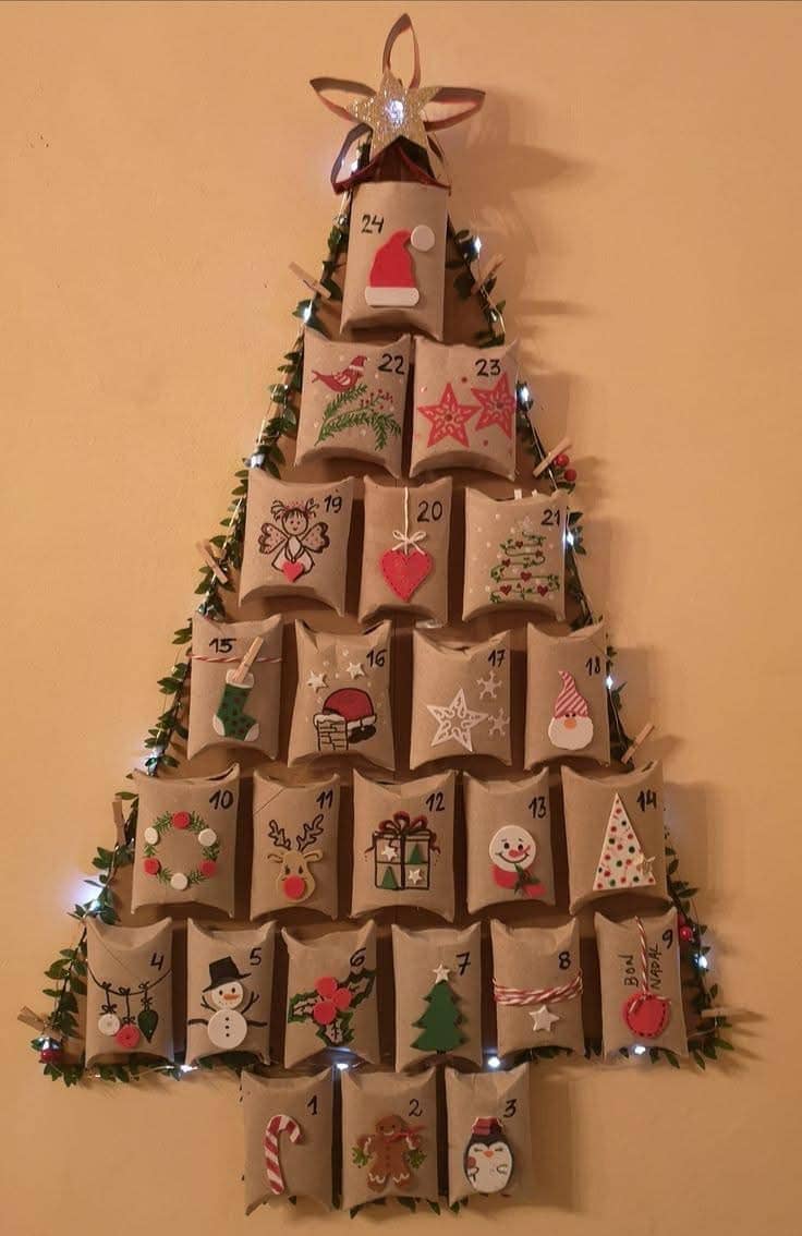 Toilet Paper Roll Advent Calendar Tree