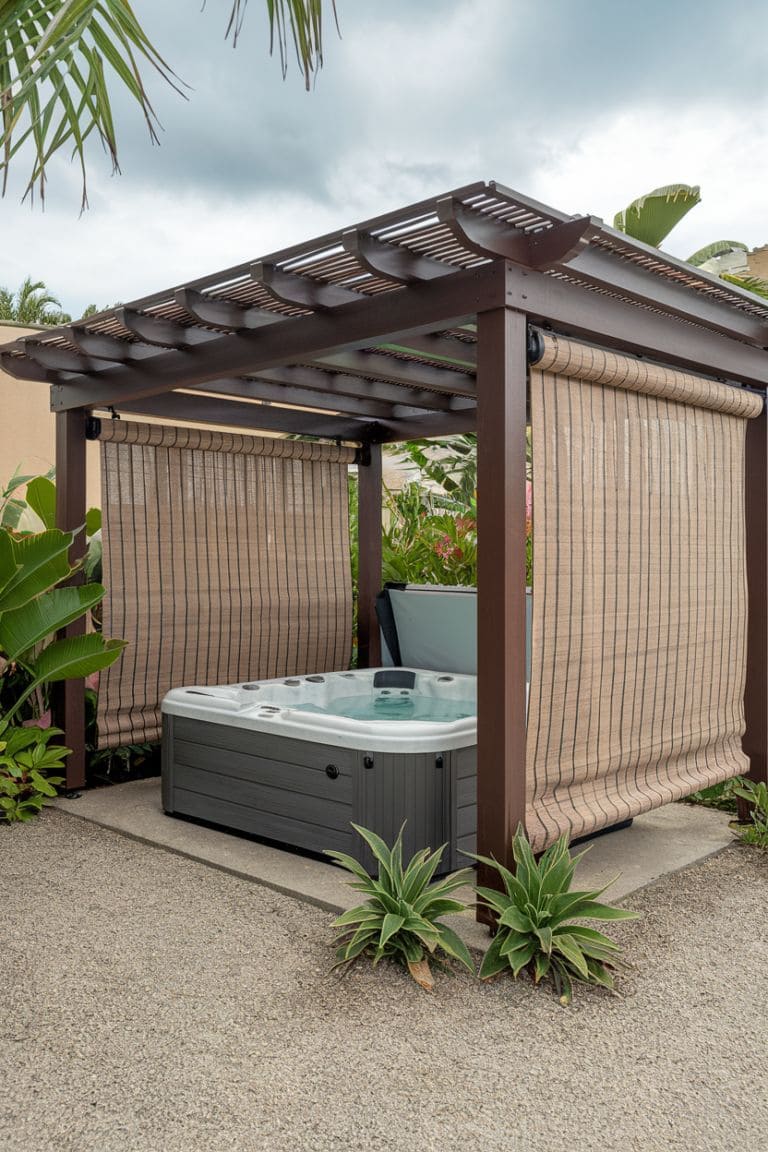 20 Outdoor Hot Tub Setups That Redefine Home Relaxation Tropical Pergola Spa Retreat