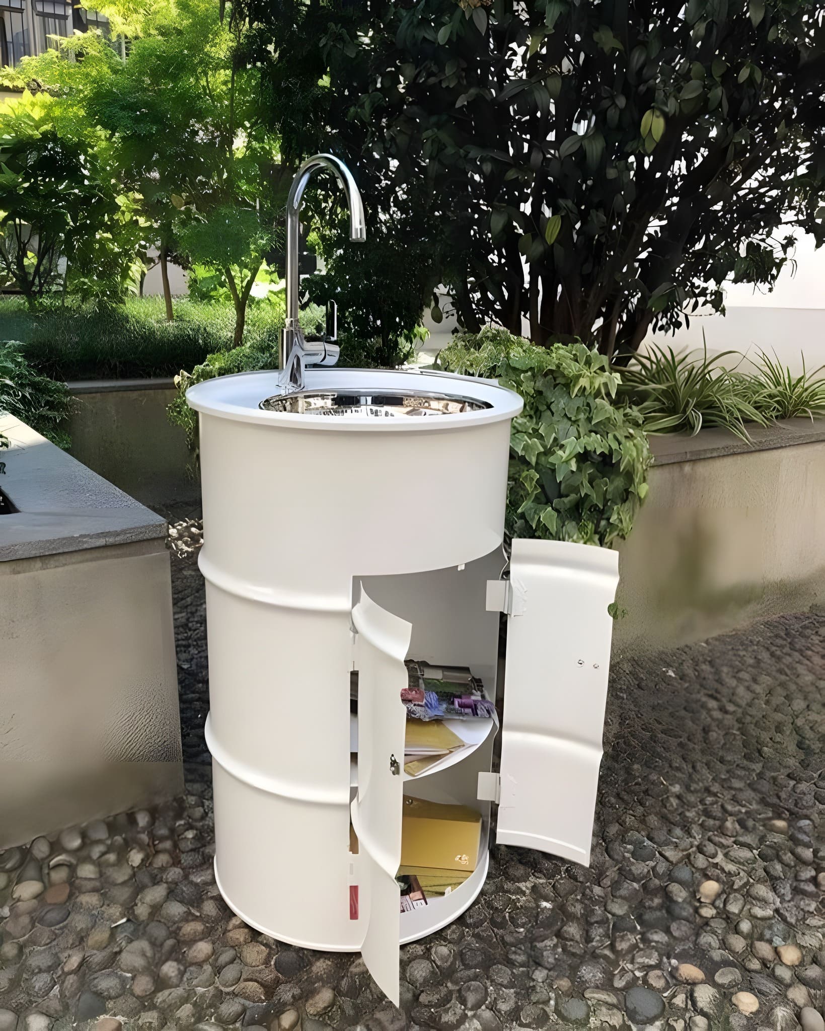 Upcycled Barrel Garden Sink