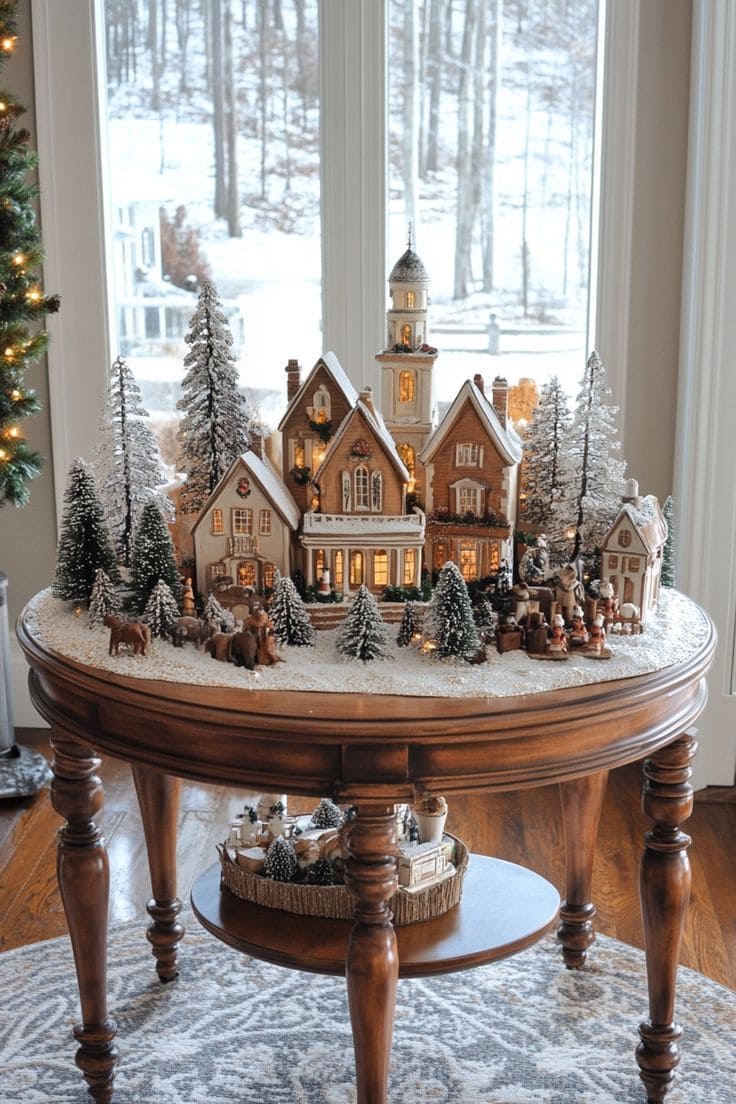 Victorian Christmas Village on a Table